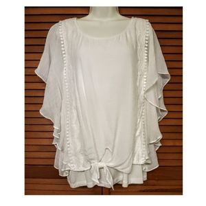 I.N. Studio white Feminine gauzy top XL